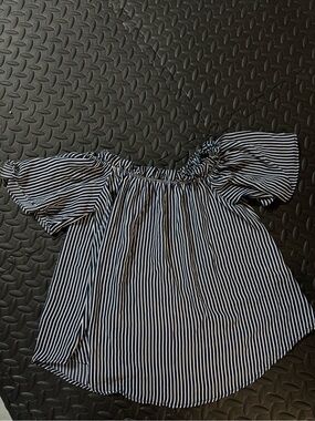 Primark Navy & White Striped Off-Shoulder Top
